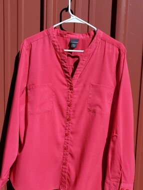 Covington Coral-Pink Button-Up Blouse